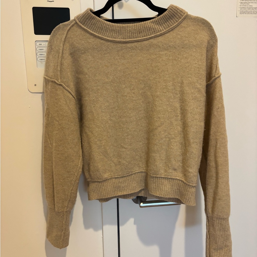 Free People Beige Crew Neck Sweater